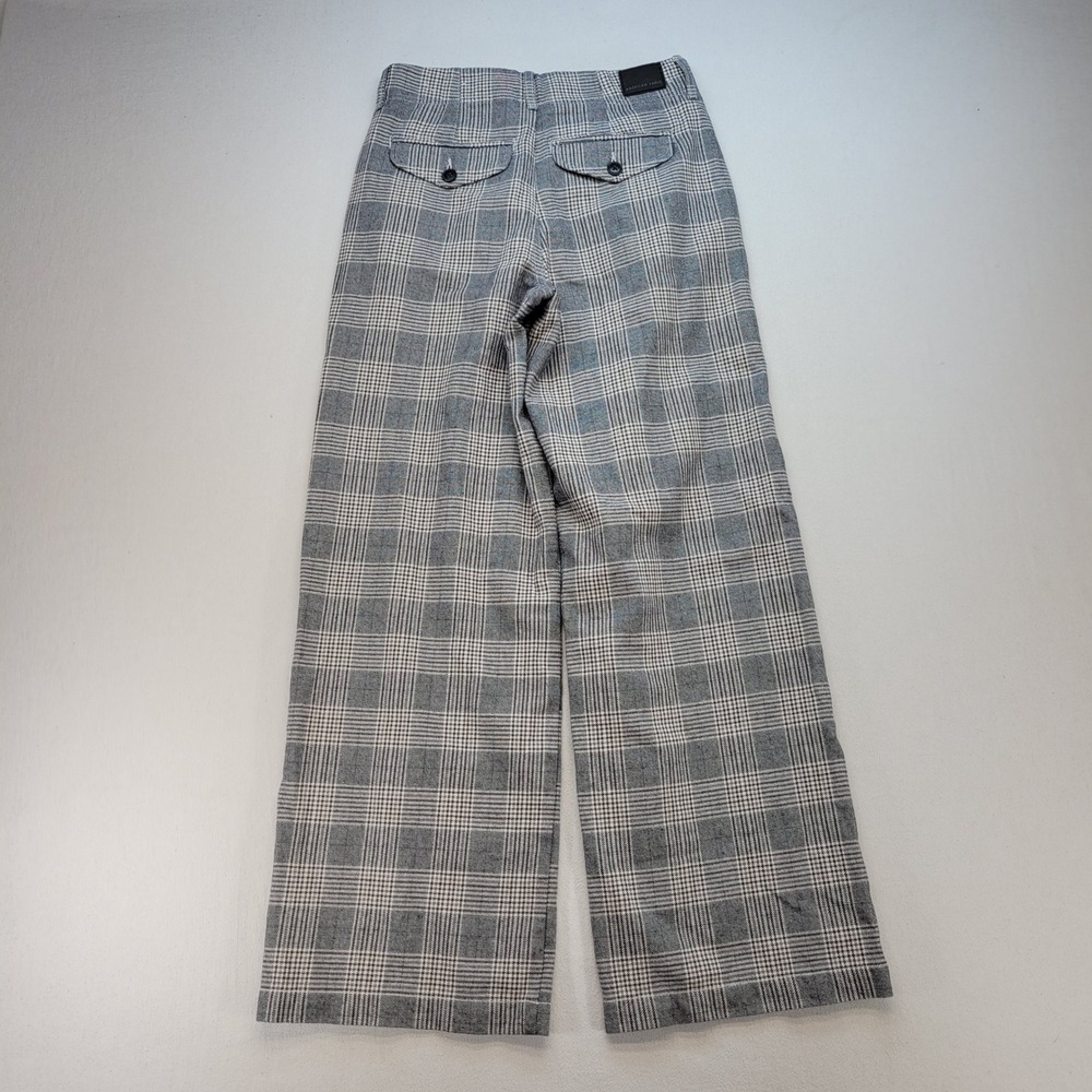 American Eagle Wide Leg Pants Womens 4 Gray Plaid Super High Rise Baggy Trousers - Picture 3 of 12